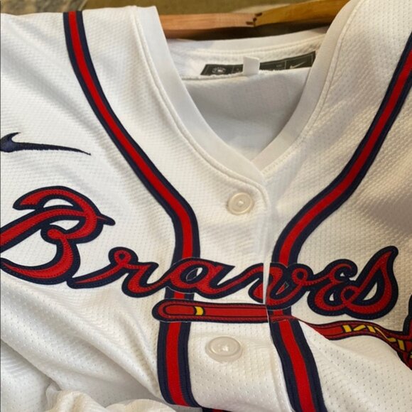 White Braves Baseball Jersey Harris Il. - Picture 7 of 9